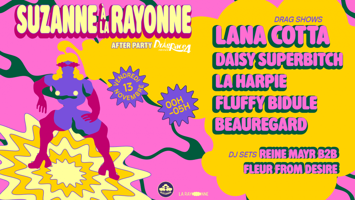 Visuel de la soirée Suzanne à al Rayonne le 13 novembre 2026.